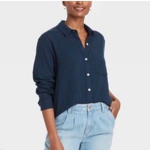 Universal Thread Gauze Navy button down